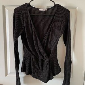 Mi Ami - Wrap Top - Black - Small - Francesca’s